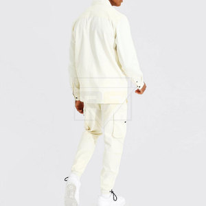 Custom Logo Mes Fashion Multiple Pockets Jogger Set Button Down Two Piece Set Cotton Twill Streetwear <b>Cargo</b> Tracksuit For Men - Product Image 3
