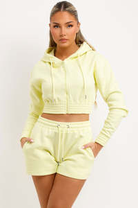 Conjunto de chándal de 2 piezas con capucha y pantalones cortos con cremallera para mujer, conjunto de chándal con capucha y chándal corto para mujer, conjunto de 2 piezas para mujer - Product Image 2