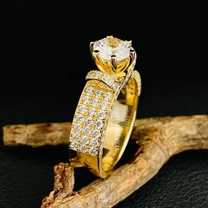 แหวนเพชรแบบโซลิแทร์1กะรัตทอง14K 1กะรัตแหวนเพชรเดี่ยวประดับ - Product Image 3