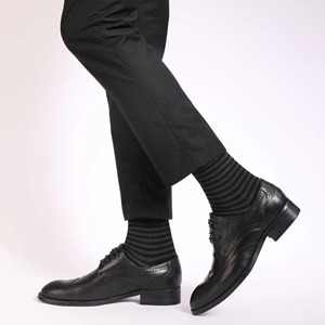 <b>Men's</b> High Quality Combed Cotton Crew <b>Socks</b> Black Dress Striped Plus Size Casual <b>Socks</b> with <b>Cool</b> Breathable Bottom Custom Logo - Product Image 4