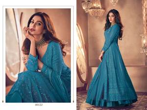 Hermosa Georgette Lehenga Long Kurti con bordado trabajo manga larga completa Para mujeres a tasa de cap - Product Image 4