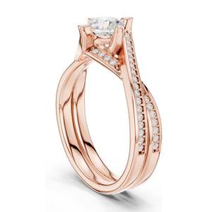 Bague pour femme avec diamant de laboratoire rond brillant de 0,936 CT, accent pavé, clarté VVS-VS EF, or 18 carats, 14 carats, 10 carats et argent 925 - Product Image 5