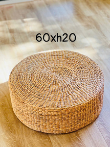 Cojín de Piso Trenzado de Jacinto de Agua, Taburete Otomano Redondo Hecho a Mano para Decoración del Hogar - Product Image 5