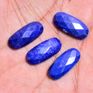 Piedra preciosa rosecutada de lapislázuli azul Natural de 18x8mm de alta calidad, 4,5 Cts, cabina facetada ovalada, piedra Afgani suelta con altas ventas de hierro - Product Image 1
