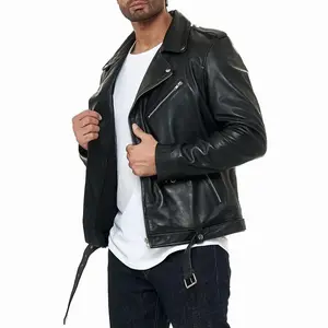 100% 皮革材质全袖街头服装专业热卖男士新款设计皮夹克