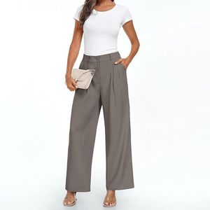 Pantalones de vestir de pierna ancha para mujer Pantalones de niña sueltos informales de negocios de cintura alta - Product Image 2