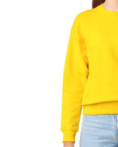 Women <b>Crewneck</b> Sweatshirt Bright Yellow Fleece Plain OEM Custom Logo Printing Winter Casual Wear 100% Cotton Sale - Product Image 3
