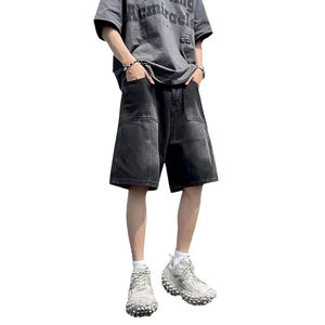 Short en jean polyvalent et ajusté pour hommes, nouvelle collection été, style vintage, tendance, cinq pantalons décontractés, motif uni, streetwear, en toile - Product Image 6