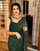 Sari Sutra Wanita Desainer dengan Blus, Bordir Etnik Cantik dan 8 Urutan Warna, Harga Terbaik, Sari Mewah