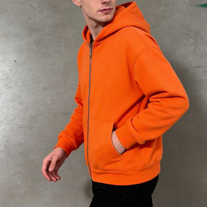 Sudadera con Capucha para Hombre, Moderna, Color Naranja Brillante, con Cierre, Estampado de Estrellas y Rayos Coloridos, Informal, para Uso Diario, Estilo Urbano, a la Moda - Product Image 2