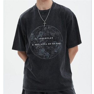 T-shirt surdimensionné de haute qualité à épaules tombantes couleur été pour hommes délavé à l'acide Streetwear Vente en gros - Product Image 1