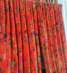 Customizable Luxury Orange Velvet <b>Curtain</b> Boho Bird Print Vintage Style Cotton Valances and <b>Drapes</b> for Home Decoration - Product Image 6
