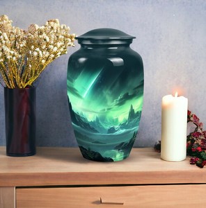 Urnas de cremación Aurora Borealis para cenizas humanas, urnas de Metal para adultos personalizadas para mamá para cenizas, urna funeraria para cenizas - Product Image 3