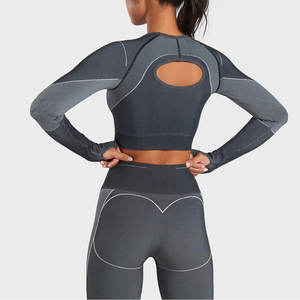 Conçu sur mesure grande taille femmes Yoga athlétique entraînement 2 pièces ensembles léger respirant solide motif vêtements de Yoga - Product Image 2