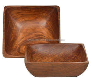 Natural Acacia Wood Eco-Friendly Modern Luxury Serving Bowl <b>Square</b> Wooden Bowl for Fruits <b>Kitchen</b> <b>Table</b> Use - Product Image 1