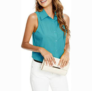 Chemises personnalisées de haute qualité, design personnalisé, logo personnalisé, meilleur matériau, marque privée, prix bas, chemise sans manches pour femmes - Product Image 3