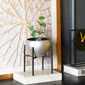 Jardinière de luxe en métal de couleur grise avec support Vaisselle décorative pour la maison et le bureau Jardinière de fleurs Vase en métal - Product Image 3