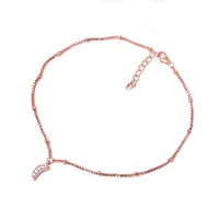 Tobillera de Oro Rosa de 18k con Circonita Cúbica para Mujer - Joyería de Acero Inoxidable BR006