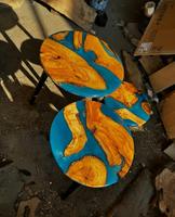 Meubles de table vintage en résine époxy en bois de haute qualité en résine multicolore Table à manger en résine de luxe meubles de salon