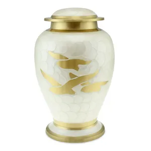 Urna de cremación para adultos de aluminio blanco para cenizas humanas y de mascotas, urna funeraria de metal conmemorativa - Product Image 1
