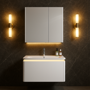 Lavabo intelligent Tenture murale commerciale Étanche Rangement personnalisé à DEL Armoire à miroir de salle de bain en acier inoxydable - Product Image 4