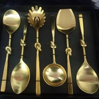 Ensemble élégant de cuillères à salade en acier inoxydable, écologique, compatible lave-vaisselle, avec poignée décorative, ustensiles de service pour cuisine et salle à manger