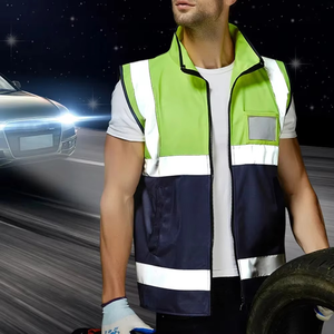 Gilet de travail bicolore avec poches et fermeture éclair Gilet de travail de construction pour homme - Product Image 4