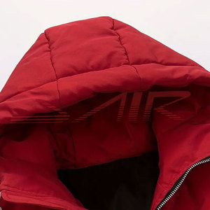 Veste matelassée rouge personnalisable pour hommes, manteaux chauds d'hiver, imperméable, tricoté, grande taille, fermeture à glissière, services OEM, toile polyester - Product Image 4