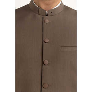 Chaleco Formal de Cuero para Hombre con Cuello Mao, Estilo Regular, WC-STY25-025, para Otoño, con Exterior de Lona y Poliéster - Product Image 5