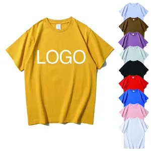 T-shirt unisexe en gros, logo personnalisé imprimé, uni, vintage, surdimensionné, blanc, pour homme, t-shirts, épaules tombantes, 100% coton, manches courtes - Product Image 1