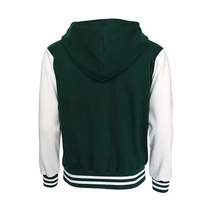 Nouveau sweat-shirt varsity en polyester/coton vert respirant à manches blanches, style streetwear, boutonné, pour l'hiver - Product Image 4