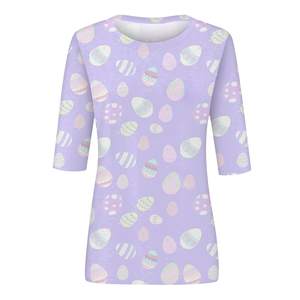 T-shirts d'été en coton élasthanne respirant pour femmes avec logo personnalisé en gros - Product Image 6