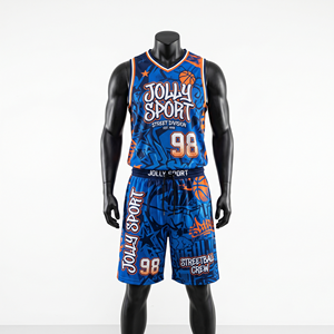 Custom 180 GSM Breathable Basketball Jersey Shorts Blue Orange Graphic Sublimated <b>Set</b> jersey short <b>set</b> for men's - Product Image 4