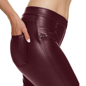 Streetwear Style High Quality <b>Women</b> Leather <b>Leggings</b> High-Waisted Elastic Waist Breathable Eco-Friendly <b>Winter</b> Pants Flat Front - Product Image 5