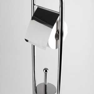 Portarrollos de Papel Higiénico y Escobillero Cromado con Base Redonda, Accesorios para Baño - Product Image 3