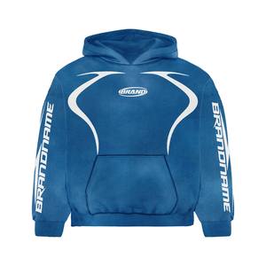 Chándales de Forro Polar Suave con Estampado Puff, Color Liso, Peso Pesado, Lavado Ácido, para Hombre, Invierno - Product Image 5