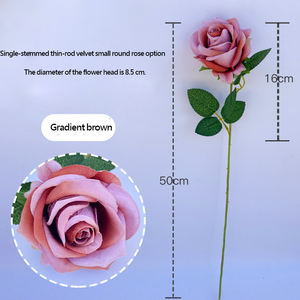 وردة صناعية مخملية بساق واحدة واقعية المظهر لتزيين المنزل وهدايا الزفاف وديكور الحفلات - Product Image 5