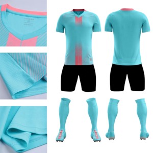 Logotipo personalizado niños deportes uniformes camiseta de fútbol azul amarillo dropshipping camiseta de fútbol kit de fútbol Conjunto de camiseta de fútbol - Product Image 1