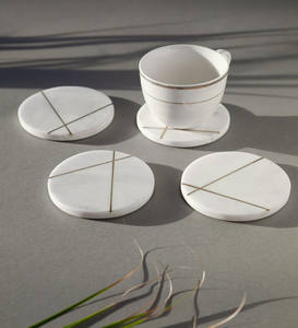 <b>Coasters</b> for Drinks, Set of 6 Marble <b>Coasters</b> with Holder and <b>Cork</b> Base for Kitchen Home Decor Housewarming Gift, Round - Product Image 4