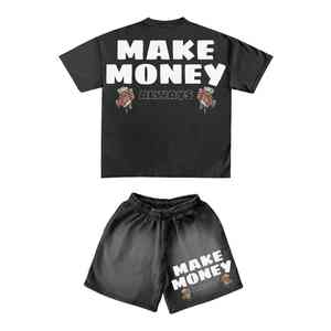 Ensemble t-shirt et short à imprimé strass pour hommes DTF DTG Sublimation deux pièces Streetwear d'été vêtements OEM - Product Image 5