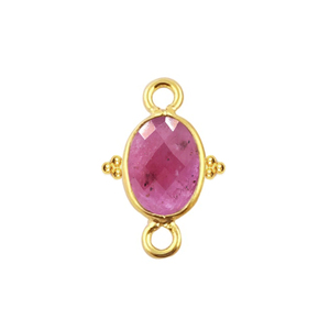 Plata de Ley 925, rubí, piedra preciosa facetada ovalada, oro Vermeil, bisel elegante, piedra preciosa, dos bucles, fabricación de joyas, encanto Conne - Product Image 1