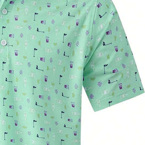 Chemise de performance pour homme |   Maillot à manches courtes |   Drapeau de golf vert menthe avec motif vin, impression numérique |   Respirant et anti-humidité - Product Image 5
