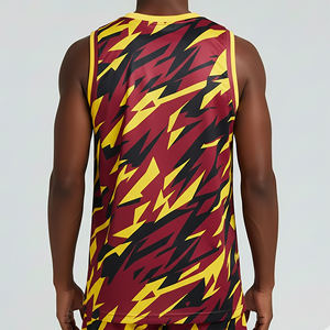 Camiseta de Baloncesto de Malla Personalizada de Alta Calidad, Cómoda, Transpirable, Antibacteriana, sin Mangas, Cuello en V, Poliéster Digital - Product Image 3