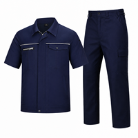 Ensemble uniforme de travail industriel personnalisé OEM, veste de technicien respirante à manches courtes et pantalon cargo pour l'entretien en usine