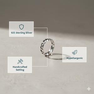 Anillo de Cadena de Plata de Ley, Abierto, Ajustable - Product Image 3