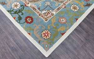 Tapis en laine tufté à la main personnalisable Motifs floraux traditionnels bleus Motifs floraux traditionnels tuftés à la main abstraits - Product Image 2