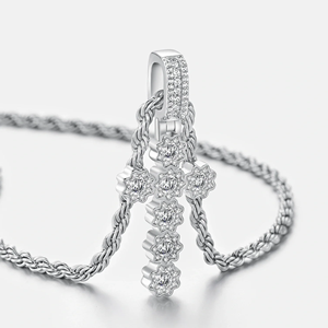 Pendentif Croix de la Foi Ice Legacy ILPE94 en Acier Inoxydable Style Hip Hop avec Diamant Unisexe Chaîne Religieuse Plaqué Rhodium Cadeau - Product Image 2