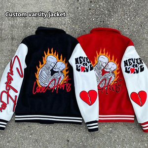 Venta al por mayor lana Letterman Bomber béisbol cosecha Varsity chaqueta OEM personalizado invierno Vintage Escuela Universidad hombres chaquetas abrigo - Product Image 2