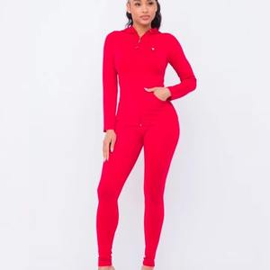 Nouveau modèle Ensemble sweat à capuche et pantalon de jogging pour fille Logo personnalisé Ensemble de survêtement personnalisé à la mode High Street Zip up Drawstring - Product Image 5