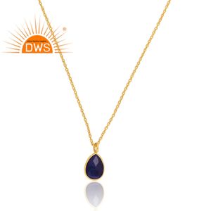 Mejor Venta de plata esterlina 18K chapado en oro Natural zafiro corindón piedra preciosa colgante collar Demi joyería fina fabricante - Product Image 2
